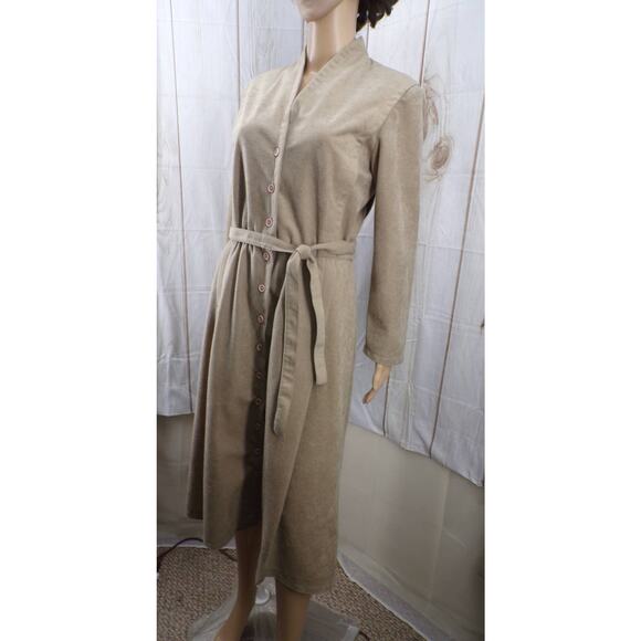 Vintage CARON Chicago Women's Faux Suede Long Sleeved Button Shirt Dress Sz L - Picture 4 of 6